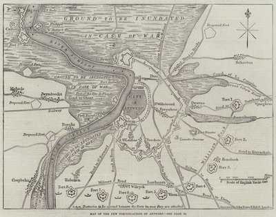 アントワープの新しい要塞の地図 作： John Dower